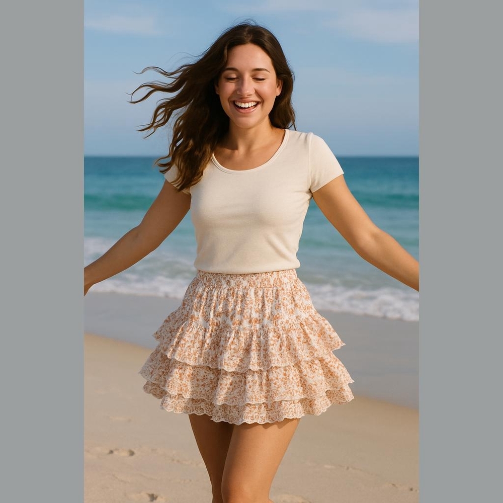 Jennifergrace Ruffle Romantic Summer Mini Skirt